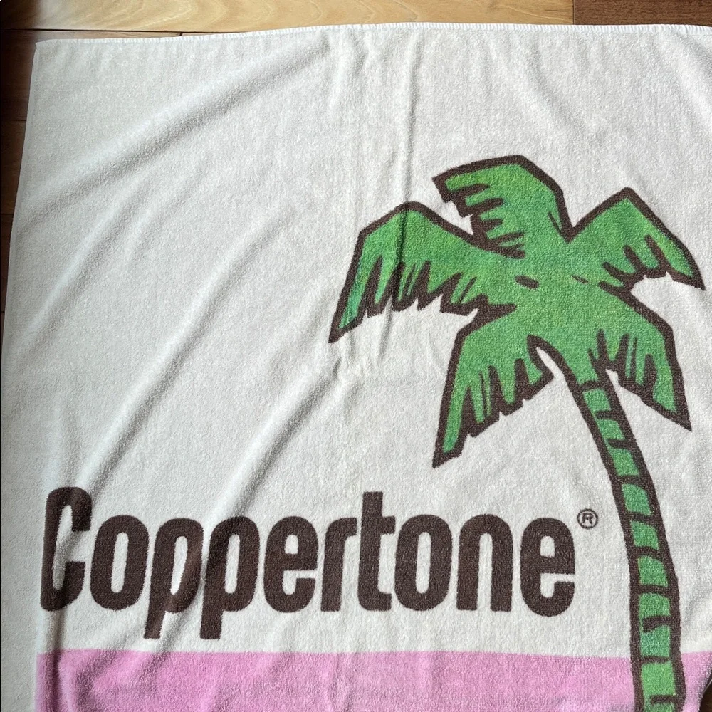 Vintage‎ Coppertone Beach Towel Girl Dog Palm Tree 36X62 Sunscreen Iconic USA